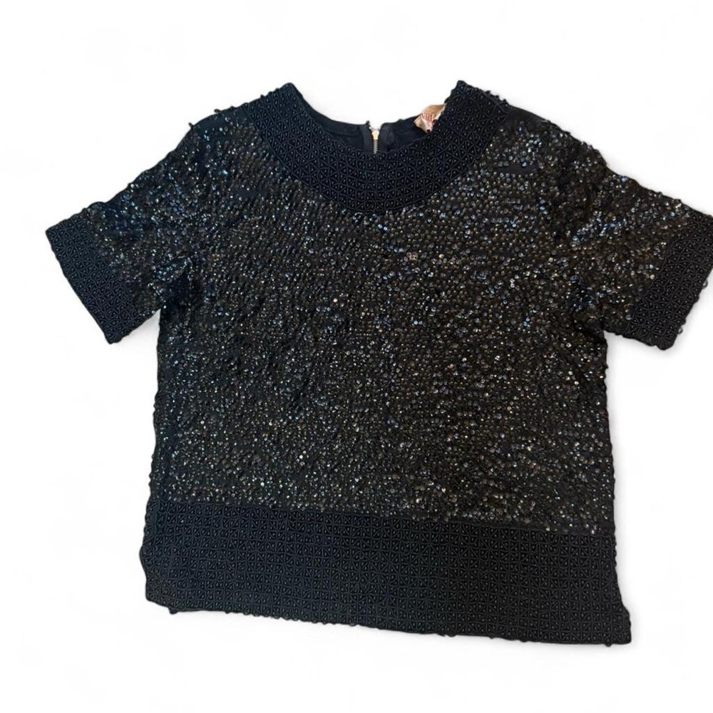 Vintage 1960’s MCM Hand Beaded 100% Wool Top
